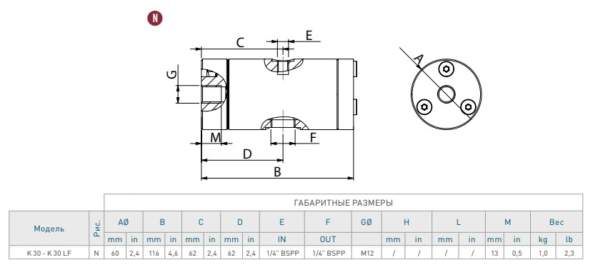 Пневматический поршневый вибратор OLI K30